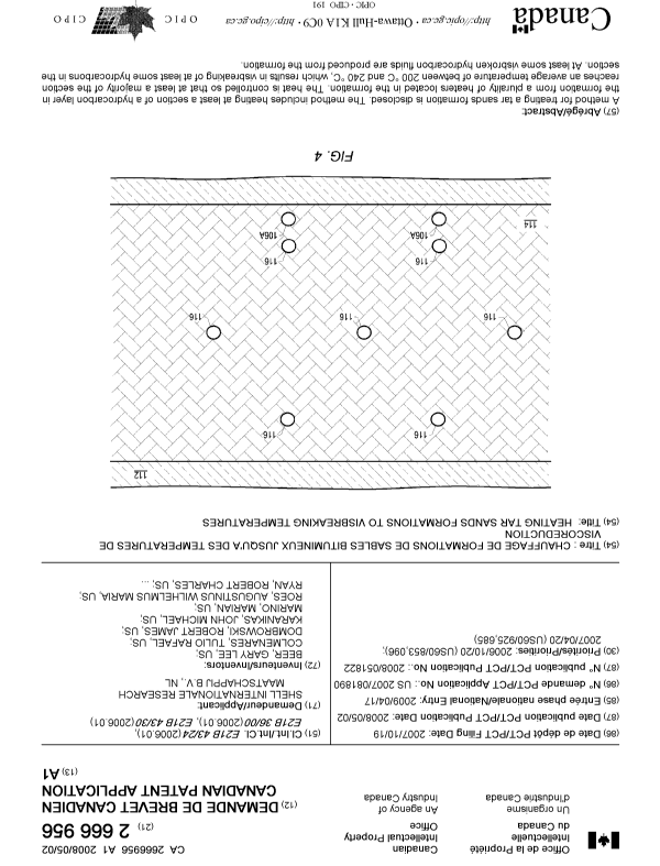 Canadian Patent Document 2666956. Cover Page 20090806. Image 1 of 2