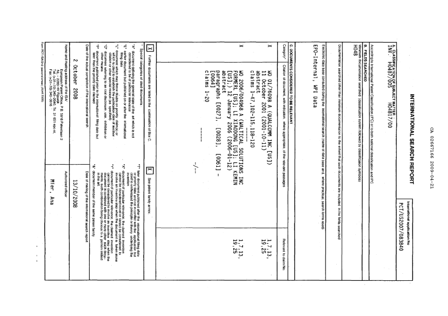 Document de brevet canadien 2667166. PCT 20090421. Image 1 de 6