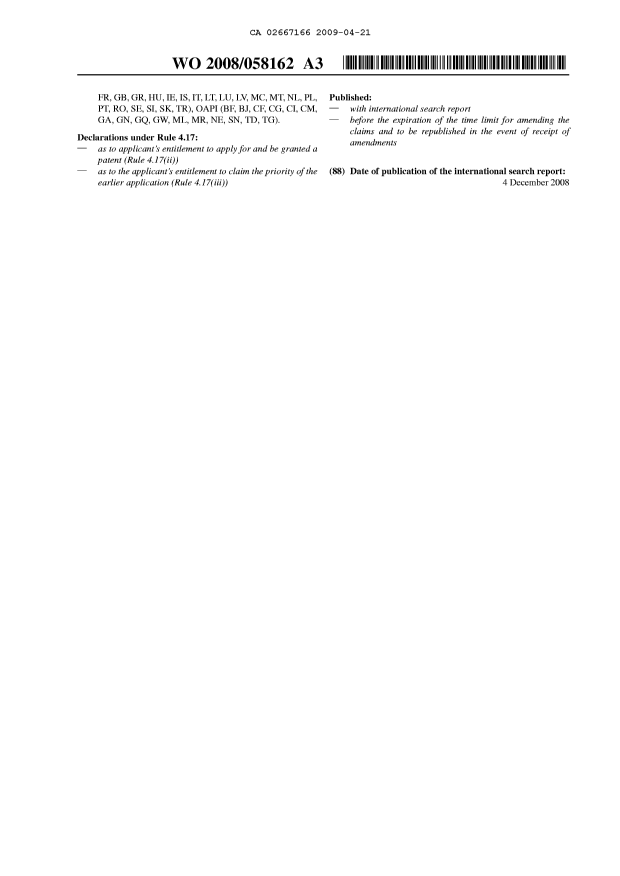 Document de brevet canadien 2667166. Abrégé 20090421. Image 2 de 2