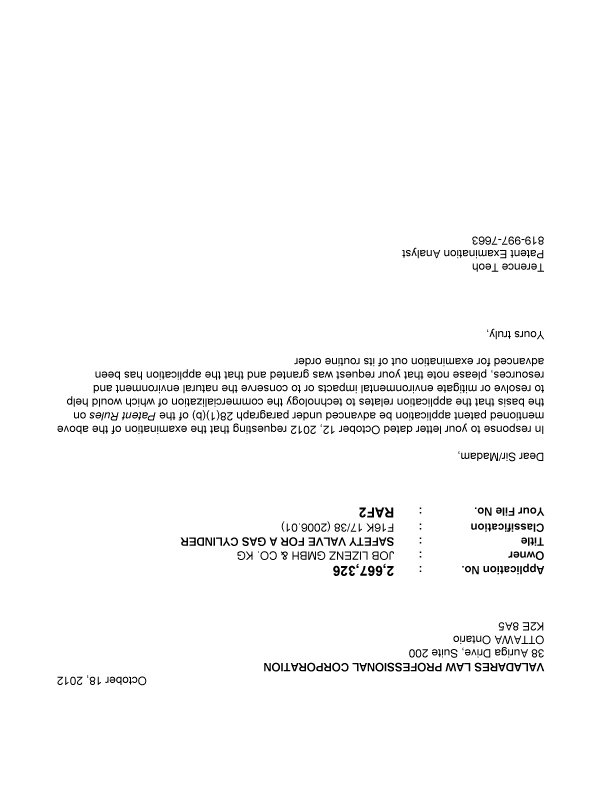 Document de brevet canadien 2667326. Poursuite-Amendment 20111218. Image 1 de 1