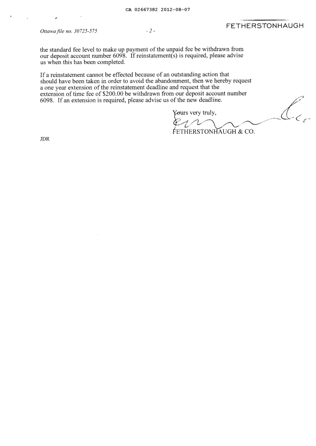 Document de brevet canadien 2667382. Poursuite-Amendment 20120807. Image 2 de 2