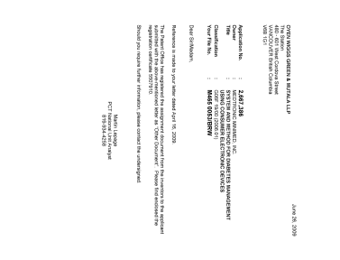 Canadian Patent Document 2667386. Correspondence 20090626. Image 1 of 1