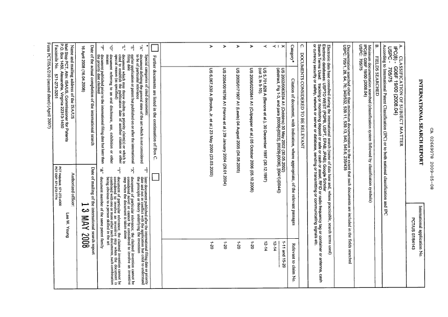 Document de brevet canadien 2669078. PCT 20081208. Image 1 de 1