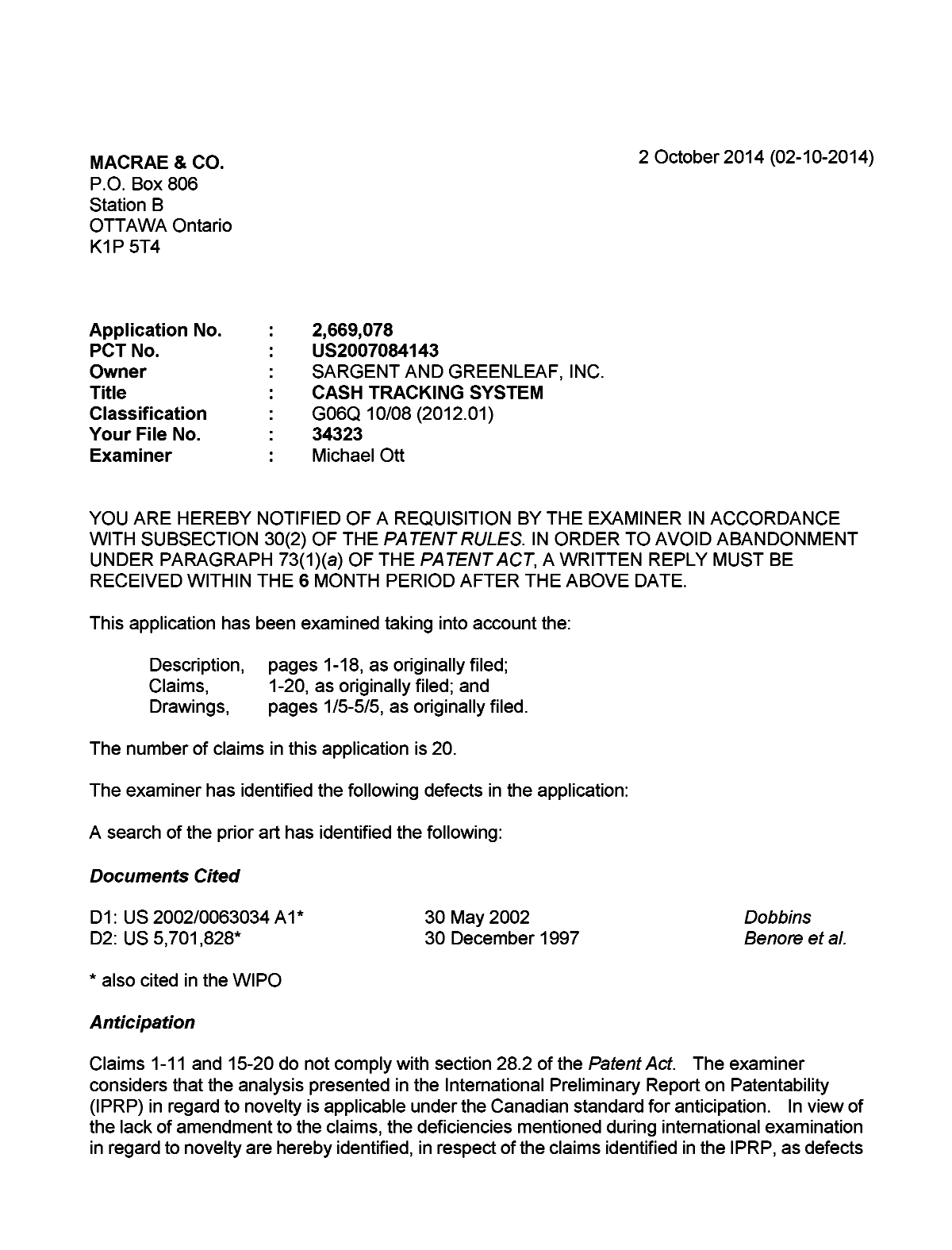 Canadian Patent Document 2669078. Prosecution-Amendment 20131202. Image 1 of 3
