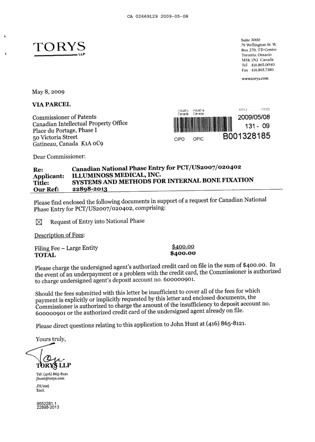 Document de brevet canadien 2669129. Cession 20090508. Image 1 de 2