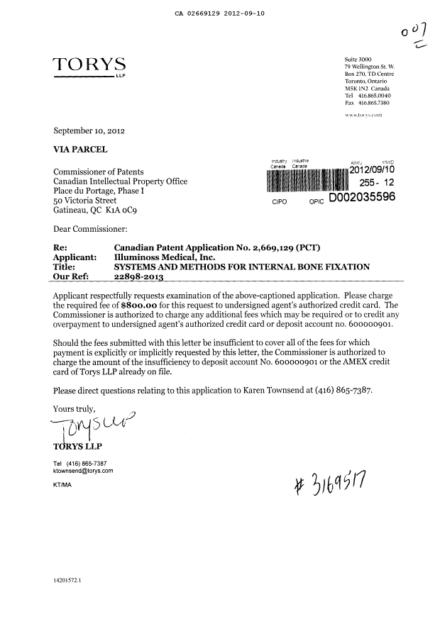 Canadian Patent Document 2669129. Prosecution-Amendment 20120910. Image 1 of 1