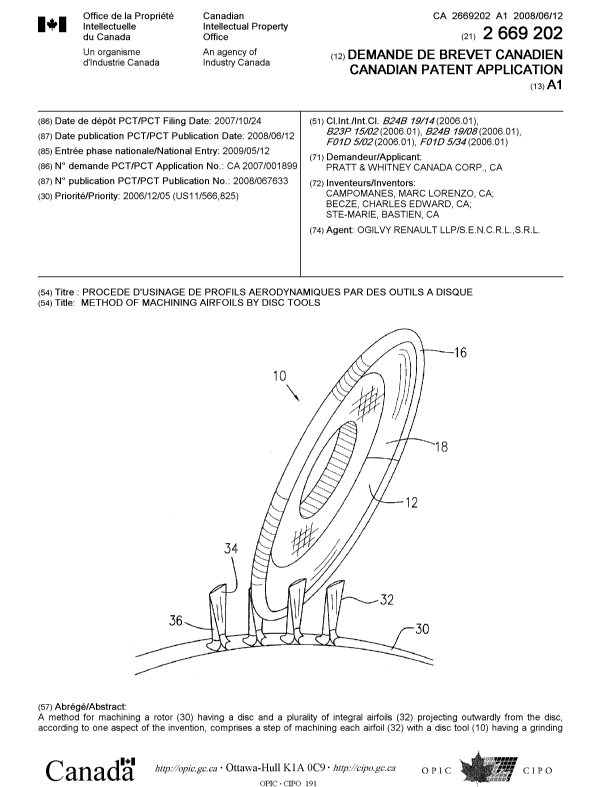 Document de brevet canadien 2669202. Page couverture 20090824. Image 1 de 2