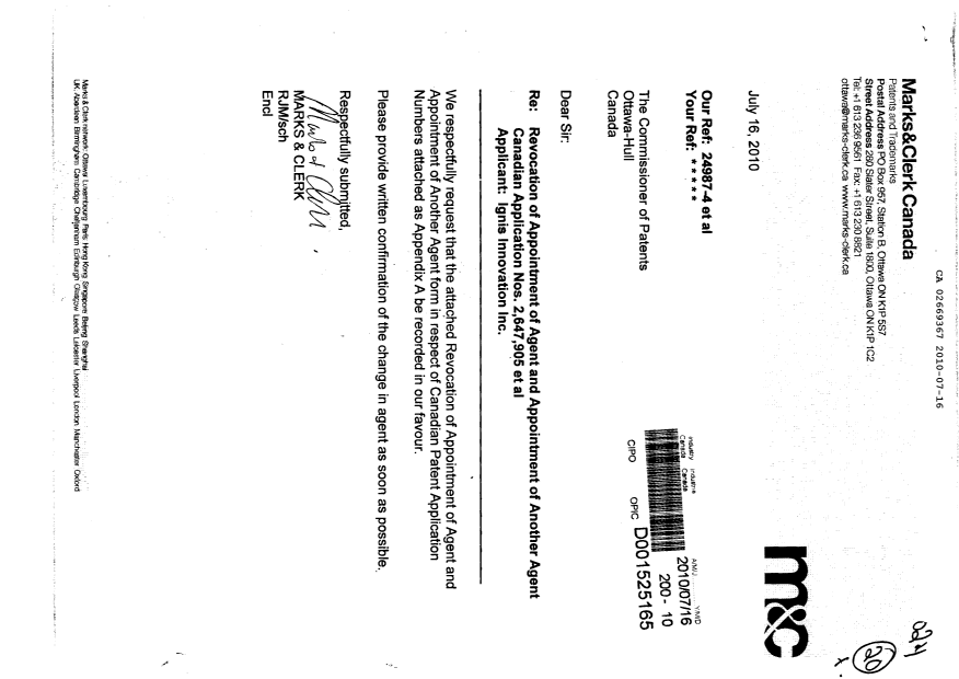 Canadian Patent Document 2669367. Correspondence 20100716. Image 1 of 3