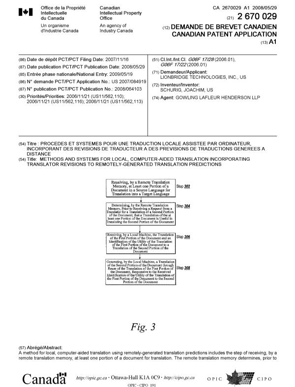 Document de brevet canadien 2670029. Page couverture 20090828. Image 1 de 2