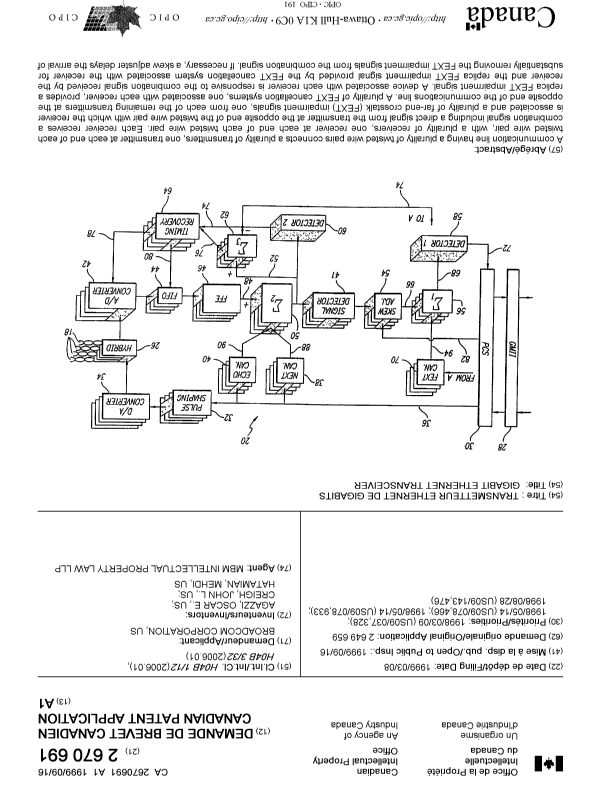 Canadian Patent Document 2670691. Cover Page 20091002. Image 1 of 2