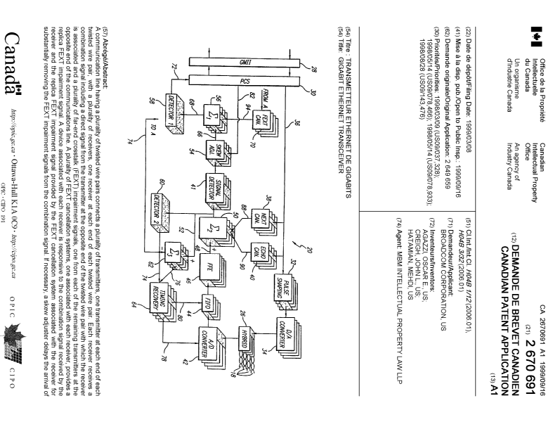 Document de brevet canadien 2670691. Page couverture 20091002. Image 1 de 2