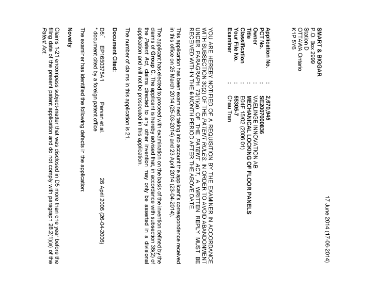 Document de brevet canadien 2670945. Poursuite-Amendment 20131217. Image 1 de 3