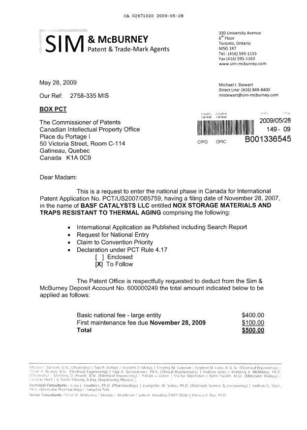 Canadian Patent Document 2671020. Assignment 20090528. Image 1 of 4
