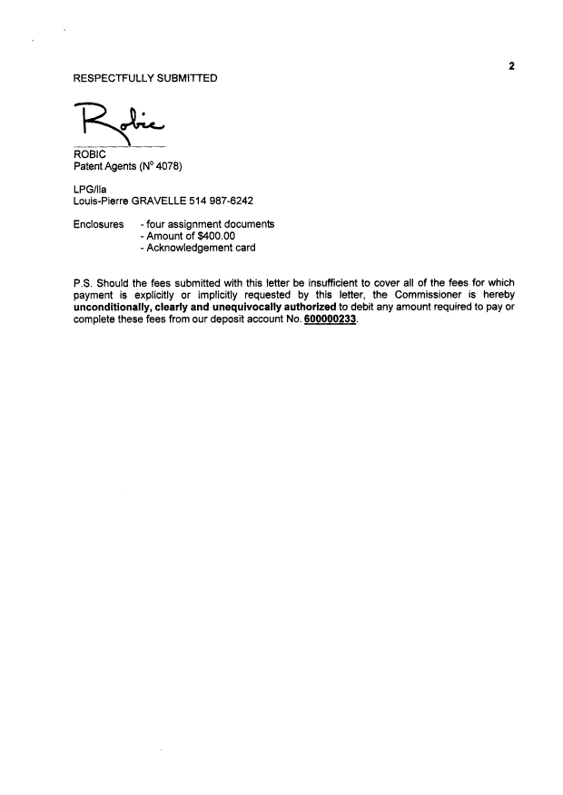Document de brevet canadien 2672376. Cession 20100219. Image 2 de 8