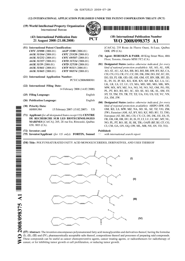 Document de brevet canadien 2672513. Abrégé 20090728. Image 1 de 1