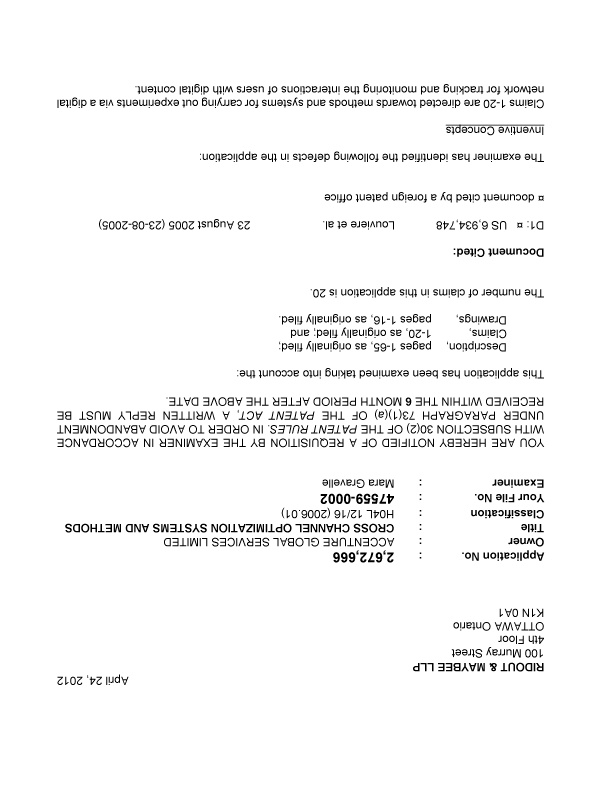 Canadian Patent Document 2672666. Prosecution-Amendment 20120424. Image 1 of 3