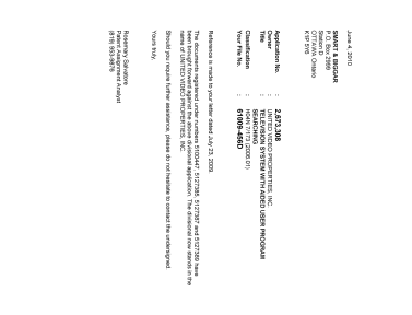 Document de brevet canadien 2673308. Correspondance 20100604. Image 1 de 1