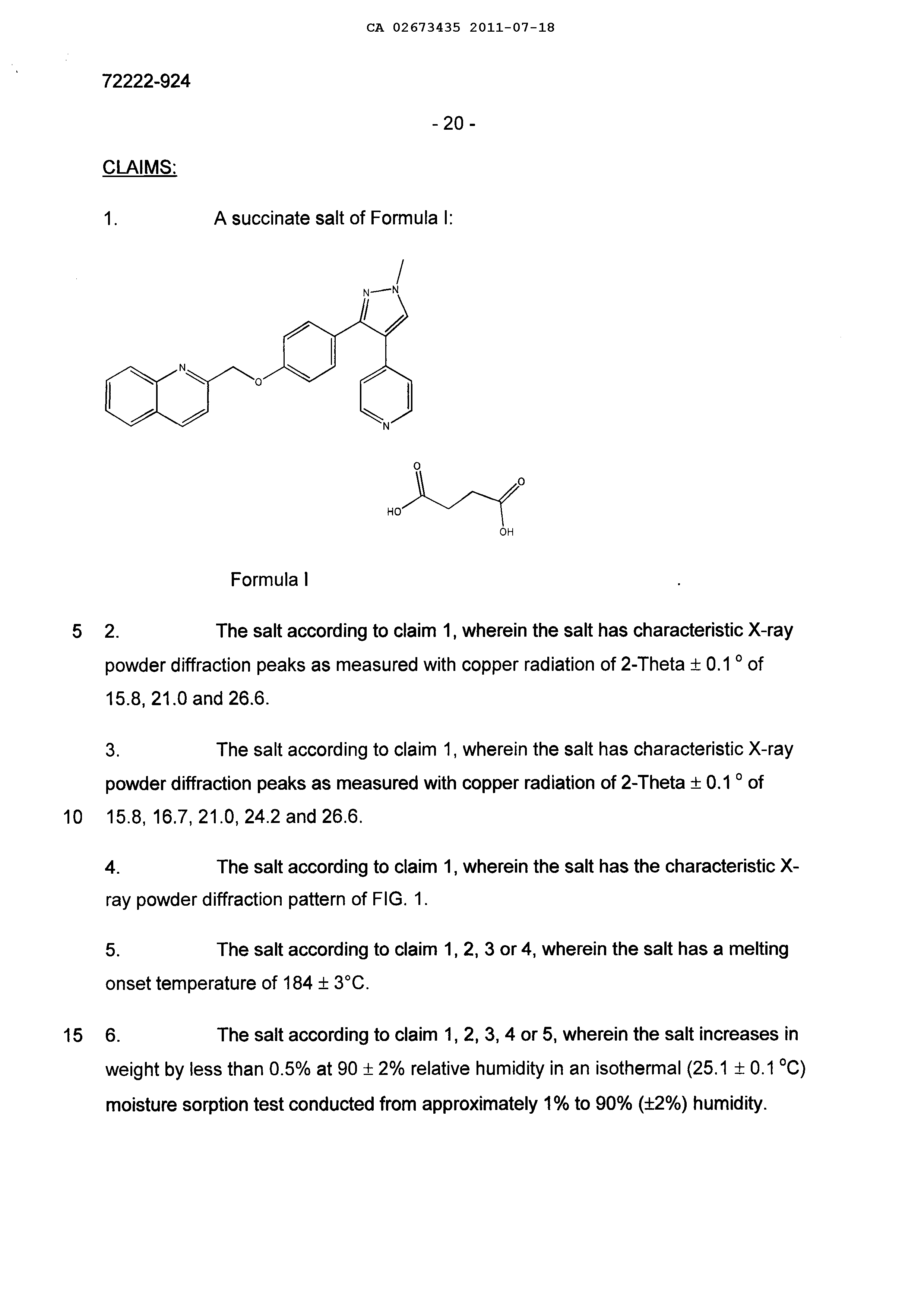Canadian Patent Document 2673435. Claims 20120229. Image 1 of 4