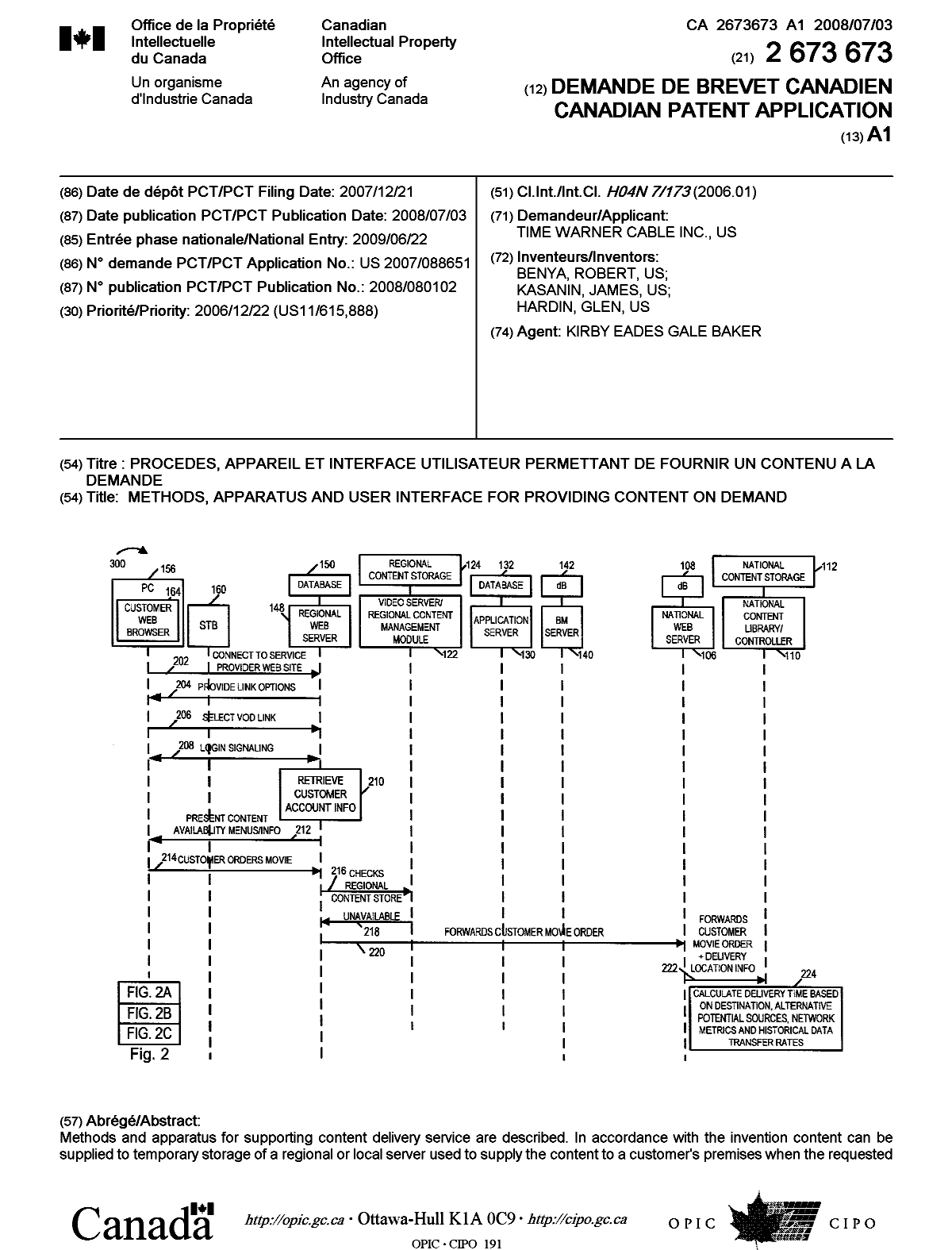 Document de brevet canadien 2673673. Page couverture 20091002. Image 1 de 2