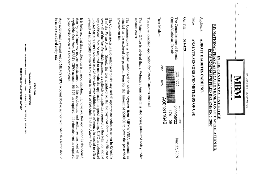 Document de brevet canadien 2674807. Cession 20090622. Image 1 de 4