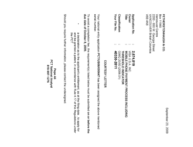 Canadian Patent Document 2674819. Correspondence 20090923. Image 1 of 1