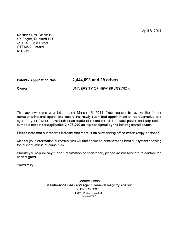 Canadian Patent Document 2675225. Correspondence 20110406. Image 1 of 1