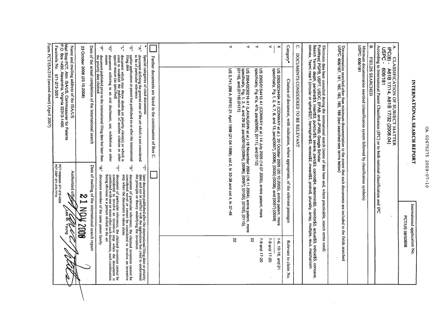 Document de brevet canadien 2675275. PCT 20090710. Image 1 de 3