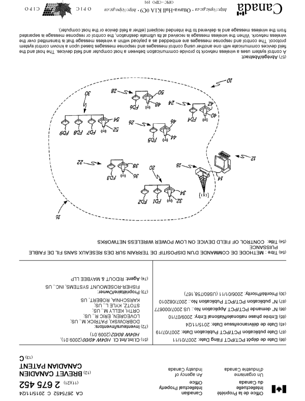 Document de brevet canadien 2675452. Page couverture 20141223. Image 1 de 1