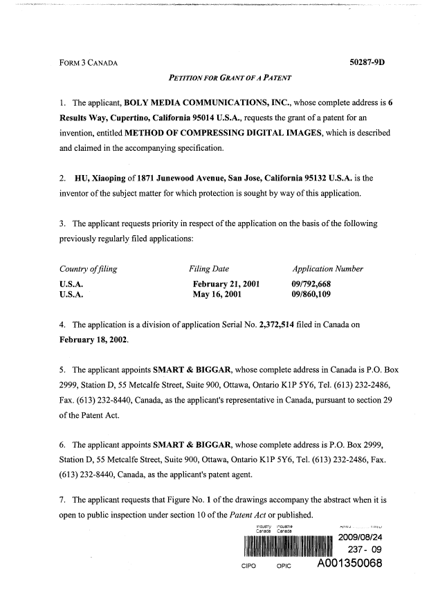 Document de brevet canadien 2676099. Cession 20090824. Image 2 de 2