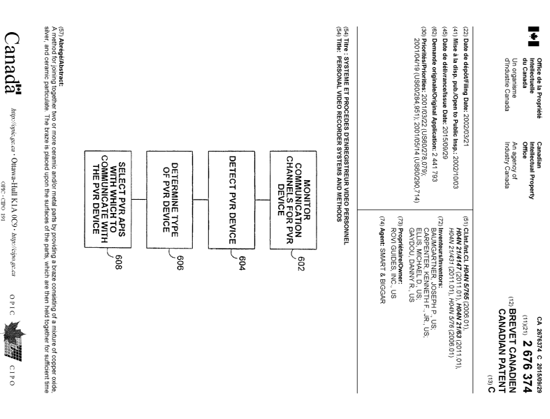 Document de brevet canadien 2676374. Page couverture 20150827. Image 1 de 2