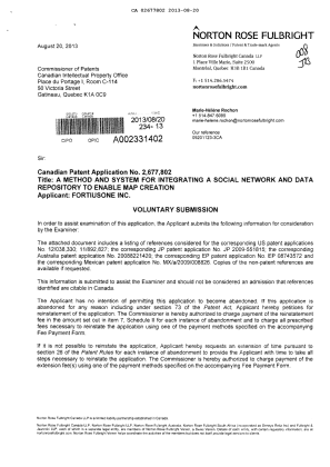 Document de brevet canadien 2677802. Poursuite-Amendment 20130820. Image 1 de 2