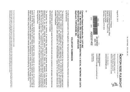 Canadian Patent Document 2677802. Prosecution-Amendment 20130820. Image 1 of 2