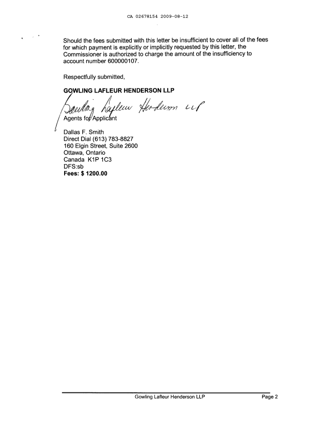 Document de brevet canadien 2678154. Cession 20090812. Image 2 de 4