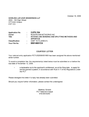 Document de brevet canadien 2678154. Correspondance 20091016. Image 1 de 1