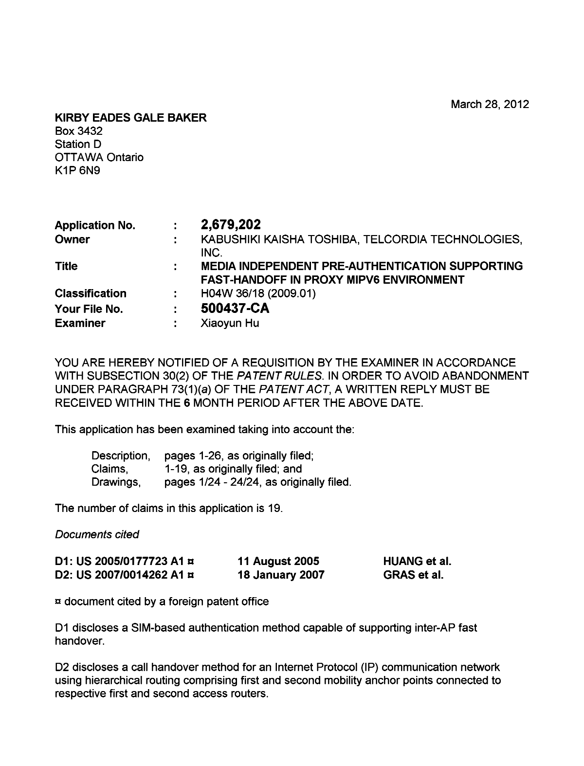 Document de brevet canadien 2679202. Poursuite-Amendment 20111228. Image 1 de 3