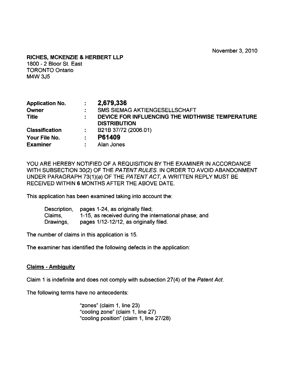 Document de brevet canadien 2679336. Poursuite-Amendment 20101103. Image 1 de 2