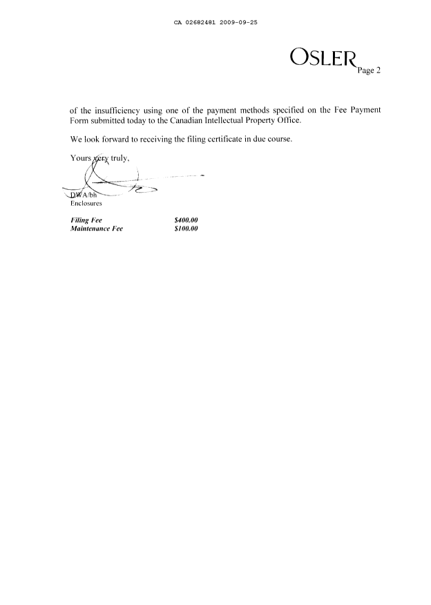 Document de brevet canadien 2682481. Cession 20090925. Image 2 de 4