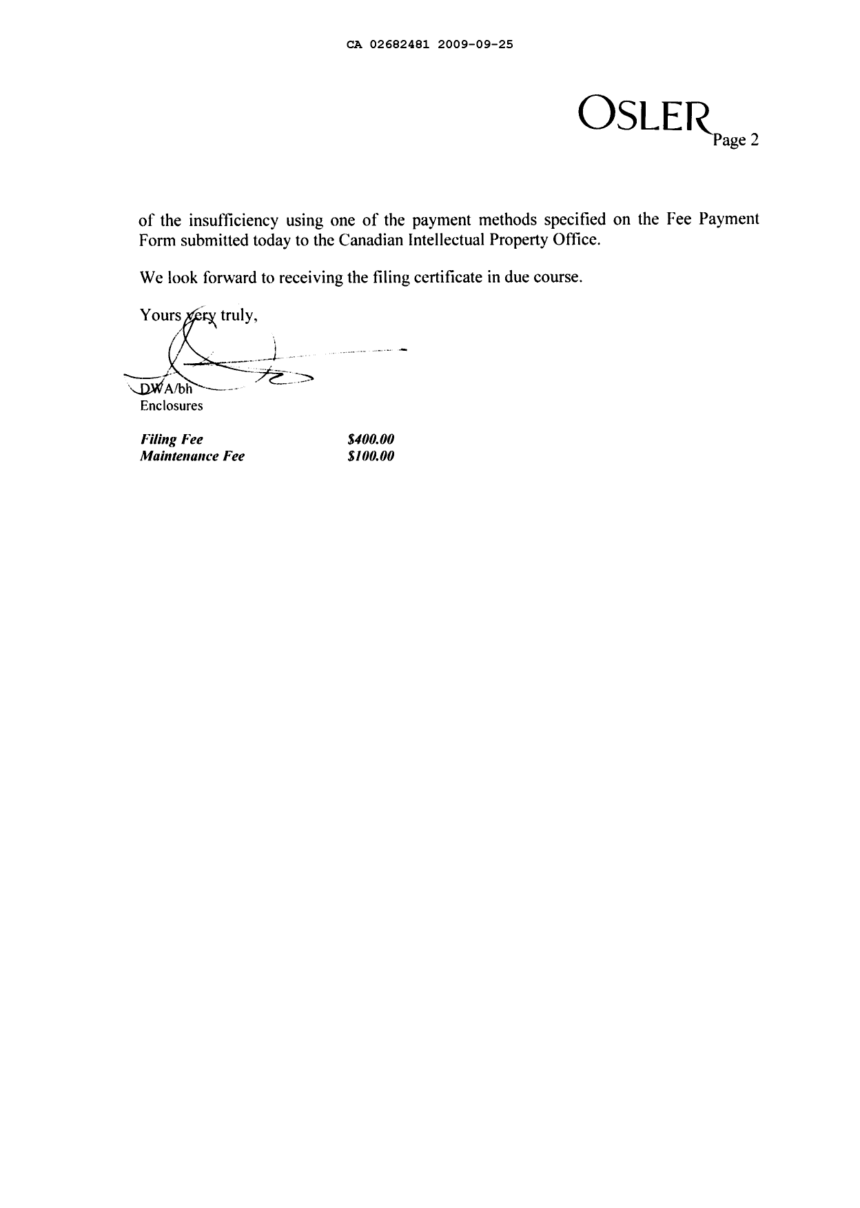 Canadian Patent Document 2682481. Assignment 20090925. Image 2 of 4
