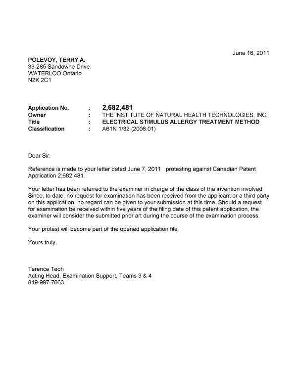 Document de brevet canadien 2682481. Poursuite-Amendment 20110616. Image 2 de 2