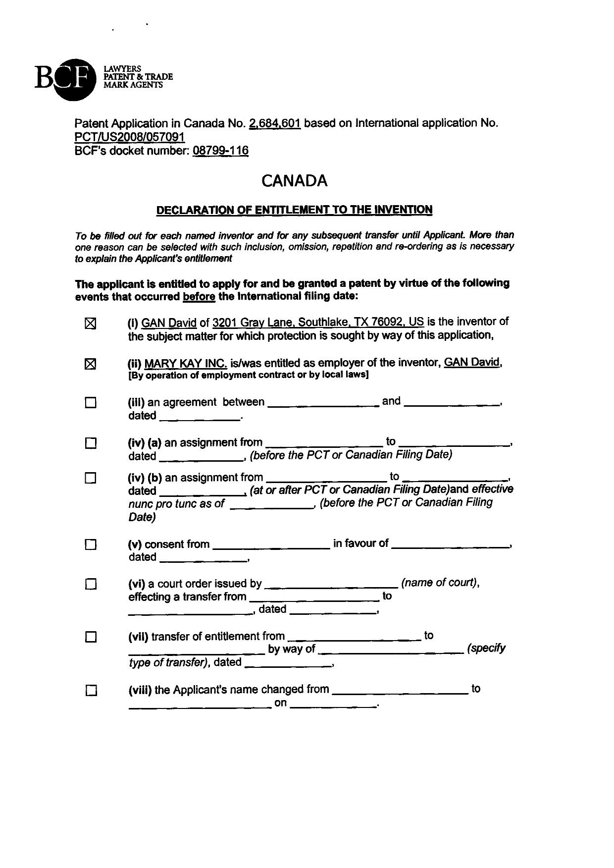 Document de brevet canadien 2684601. Correspondance 20091208. Image 6 de 6