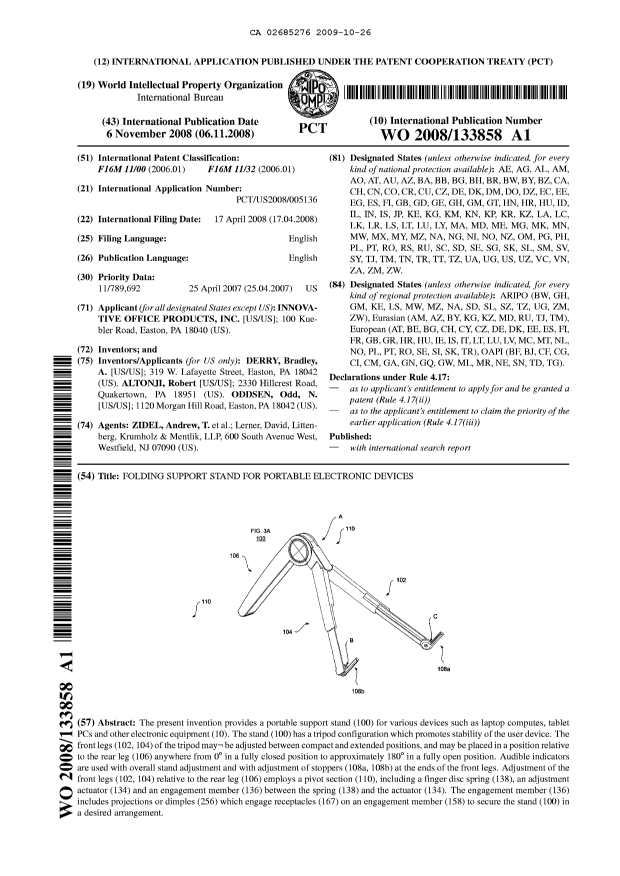 Document de brevet canadien 2685276. Abrégé 20091026. Image 1 de 1