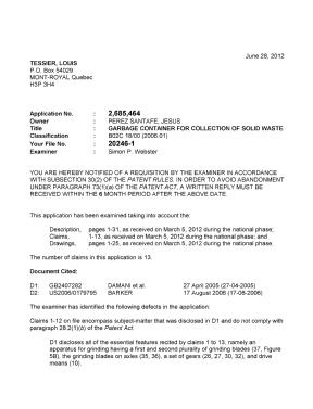 Document de brevet canadien 2685464. Poursuite-Amendment 20120628. Image 1 de 2