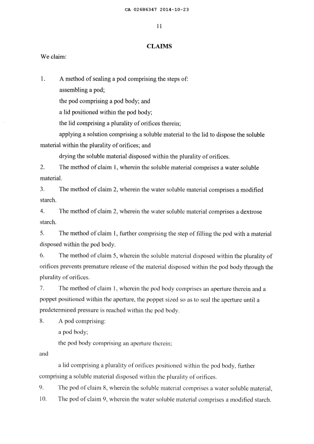 Document de brevet canadien 2686347. Revendications 20141023. Image 1 de 2