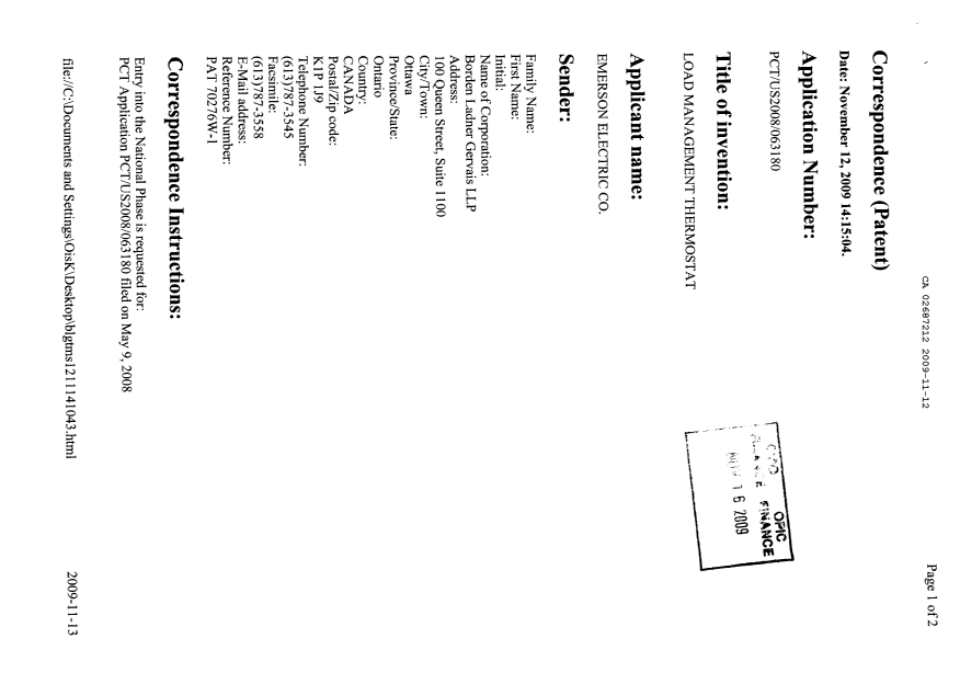 Document de brevet canadien 2687212. Cession 20091112. Image 2 de 3