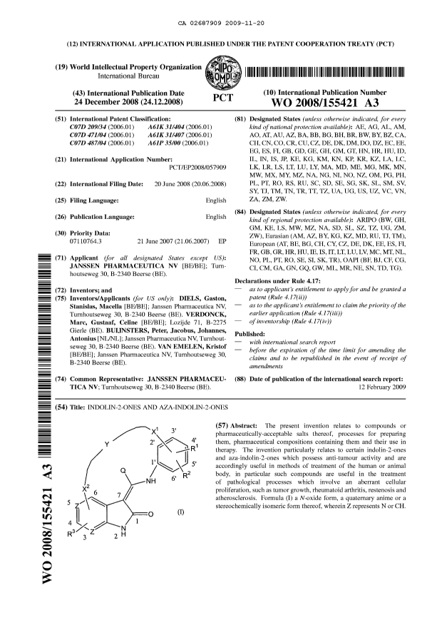 Document de brevet canadien 2687909. Abrégé 20091120. Image 1 de 1
