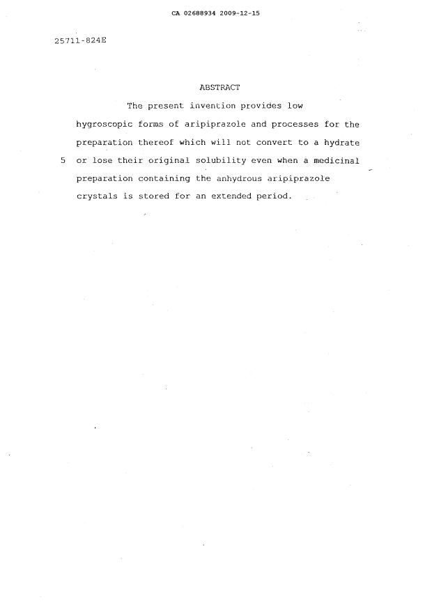 Document de brevet canadien 2688934. Abrégé 20091215. Image 1 de 1