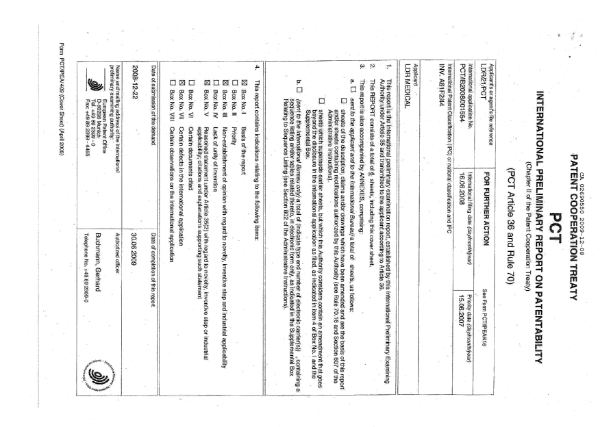 Document de brevet canadien 2690550. PCT 20081208. Image 1 de 6