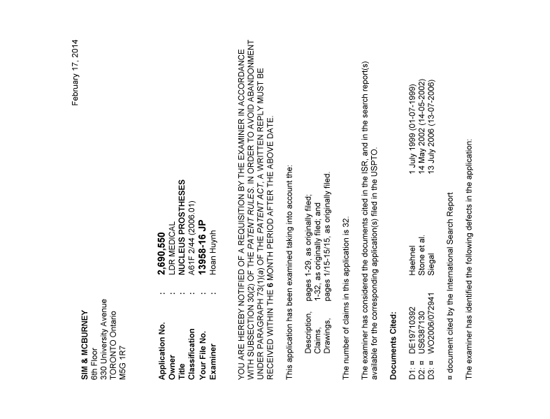 Canadian Patent Document 2690550. Prosecution-Amendment 20131217. Image 1 of 2