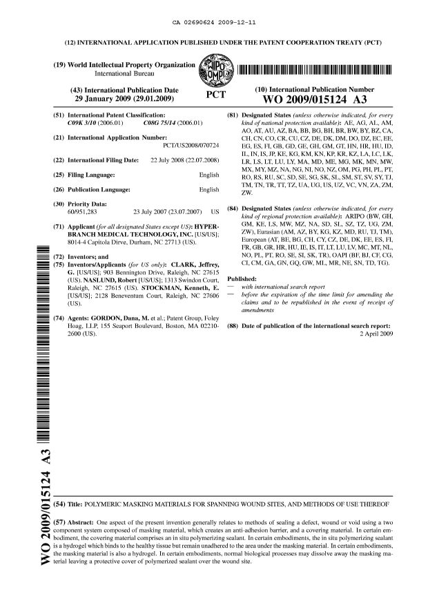 Document de brevet canadien 2690624. Abrégé 20091211. Image 1 de 1