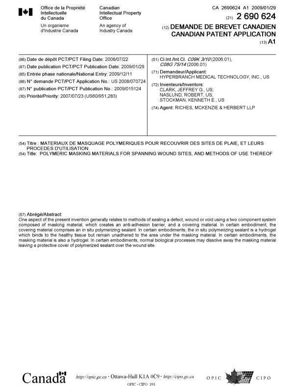 Document de brevet canadien 2690624. Page couverture 20100224. Image 1 de 1